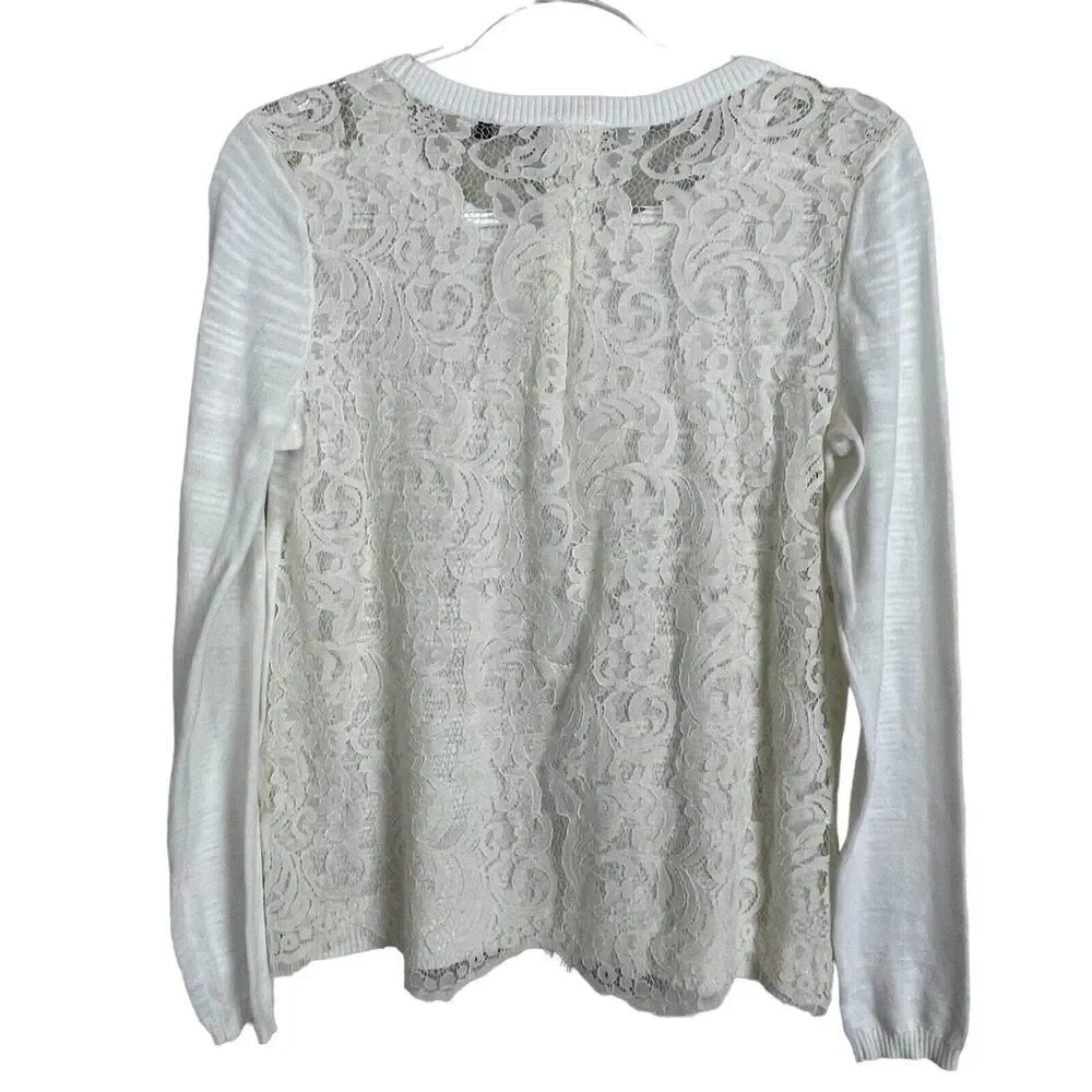 Red Brand‎ Ivory Acrylic Eyelash Size M Women's Long Sleeves Sweater